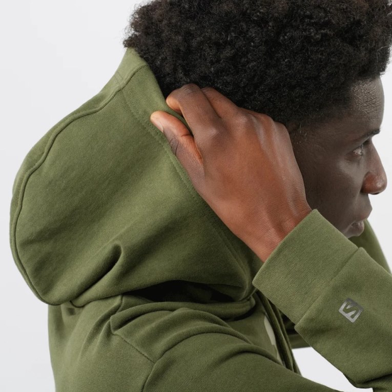 Salomon Outlife Logo Summer Men's Hoodie Olive | CA 12B79
